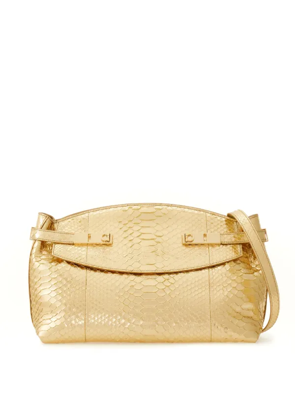 【送料&関税込】Ferragamo Leather Clutch Hug leather clutch in black - Ferragamo | Mytheresa
