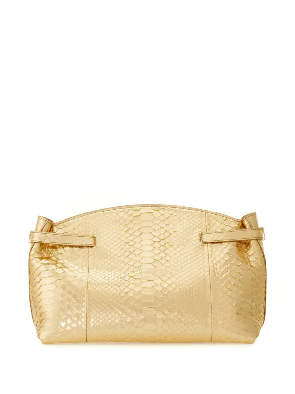 Ferragamo snakeskin-effect Leather Clutch Bag | Gold | FARFETCH