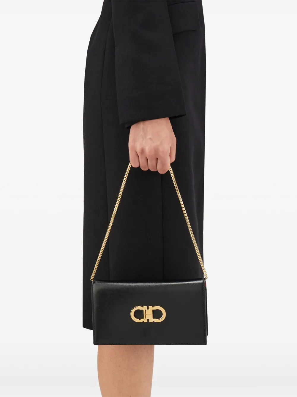Ferragamo Double Gancini kleine tas Zwart