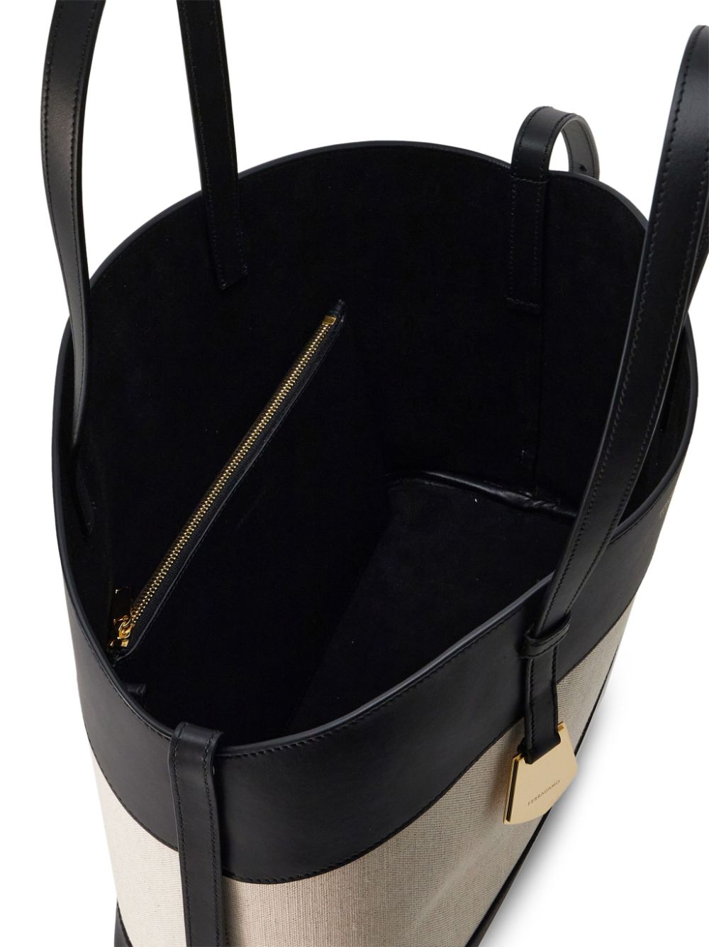 Shop Ferragamo Charming Two-tone Tote Bag In Black