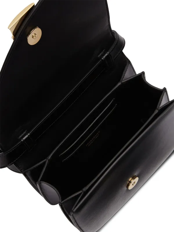 その他 [Dulcicasa] Ferragamo Small Asymmetric Leather Crossbody Bag | Black