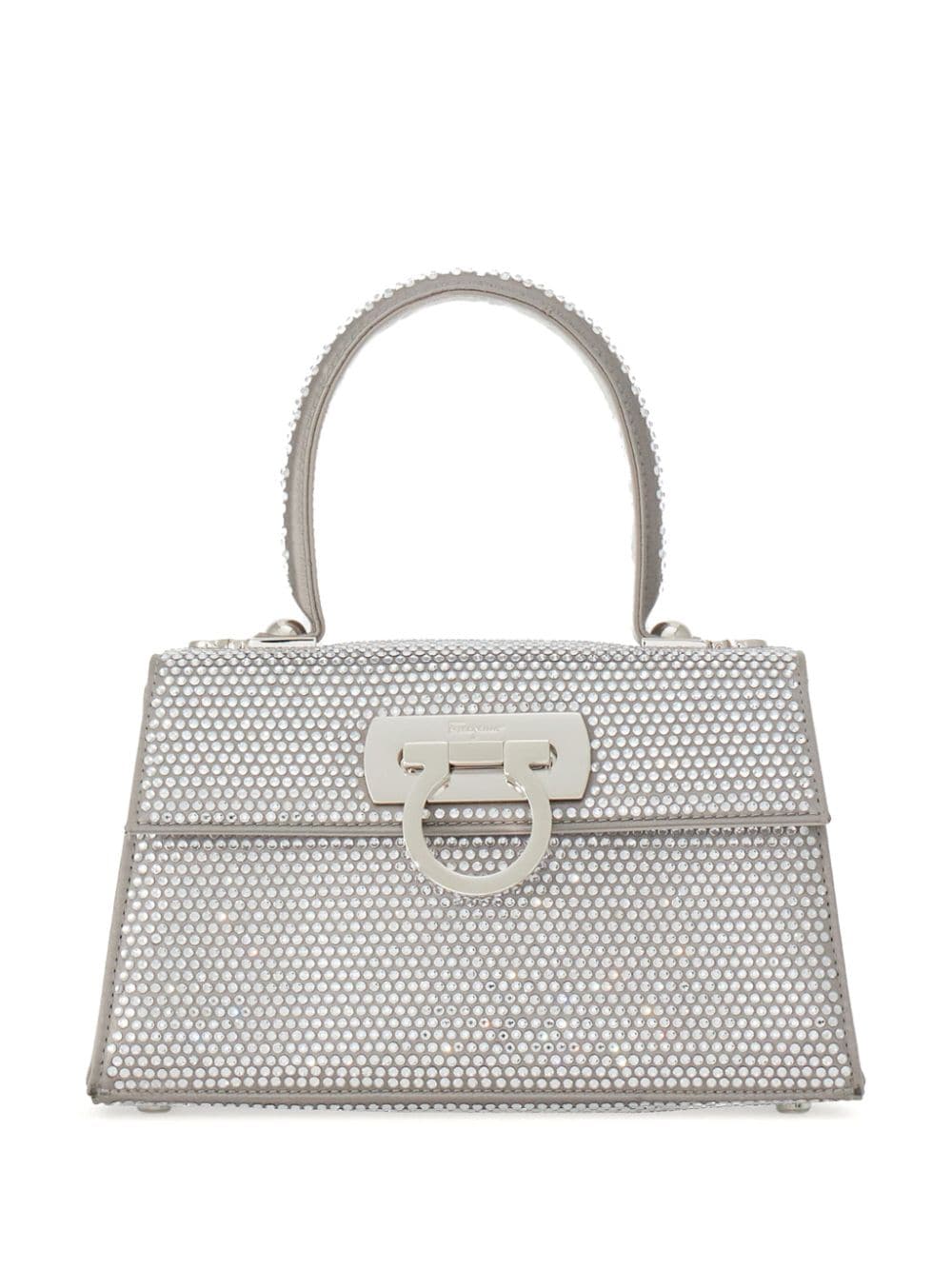 Ferragamo Iconic Crystal-embellished Tote Bag In Silver