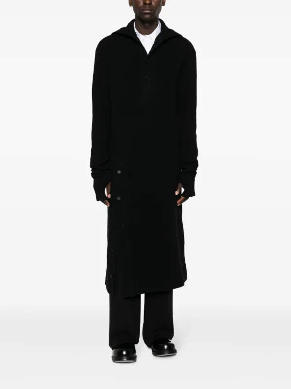 Yohji Yamamoto Hooded glove-sleeves Maxi Cardigan | Black | FARFETCH