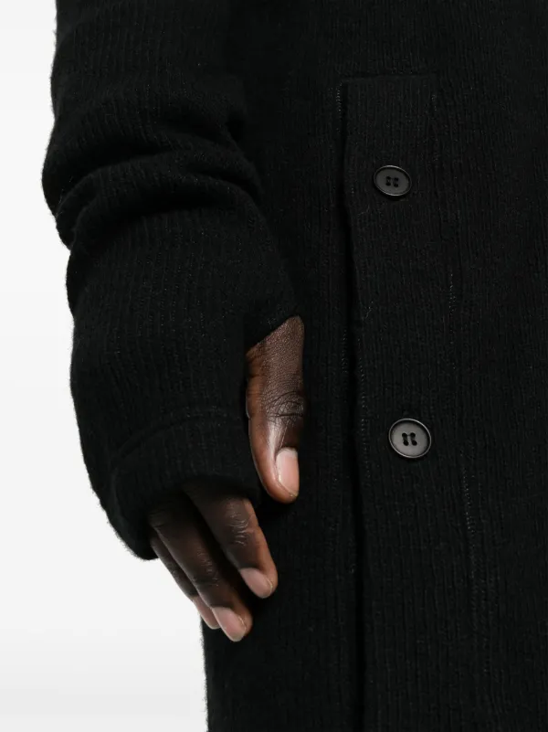 Yohji Yamamoto Hooded glove-sleeves Maxi Cardigan | Black | FARFETCH