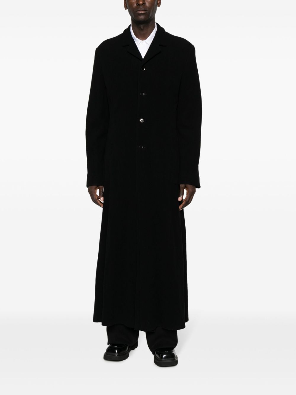 Yohji Yamamoto notched-lapels single-breasted coat - Zwart