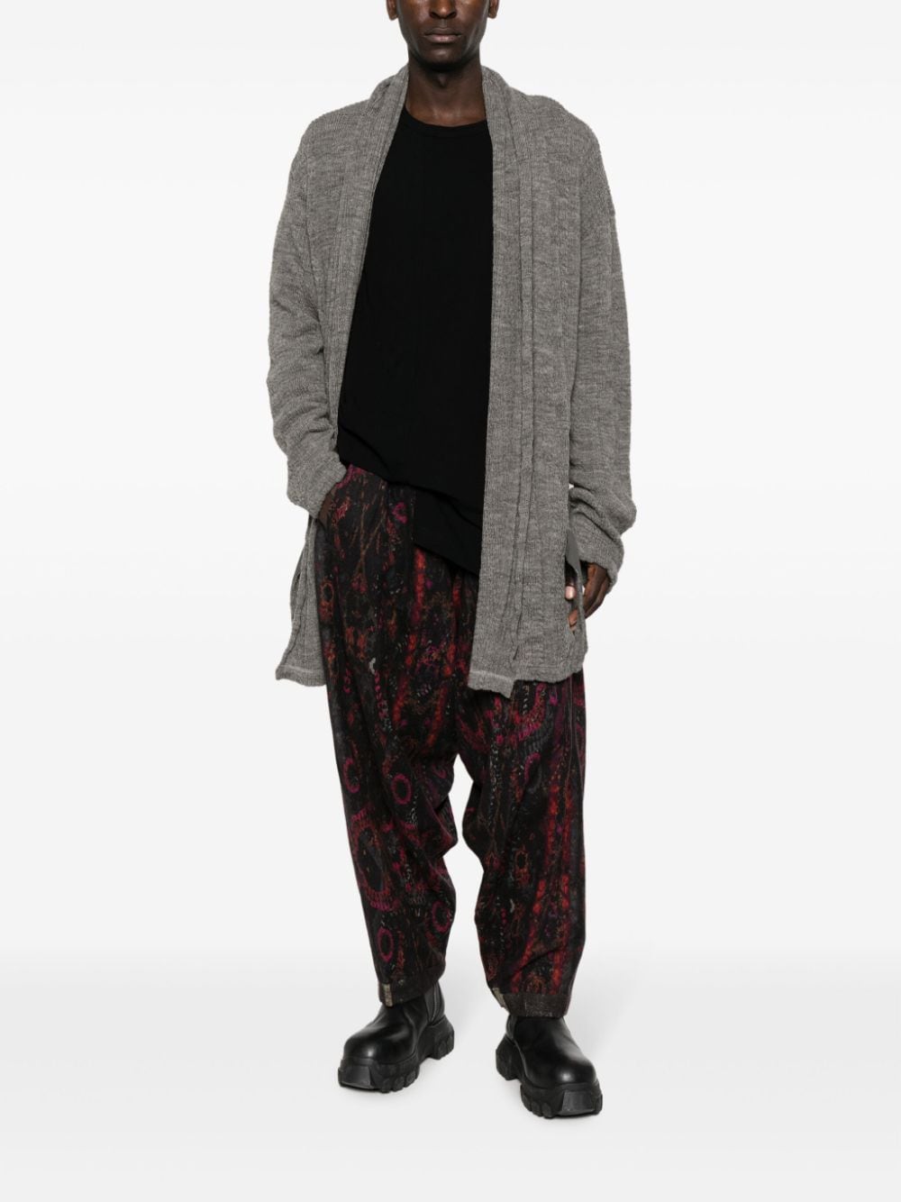 Yohji Yamamoto Pantalon met bloemenprint Zwart