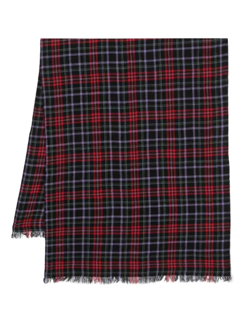 Yohji Yamamoto checked frayed wool scarf