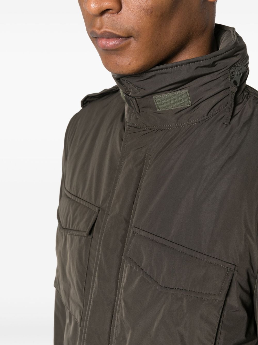 Shop Aspesi Funnel-neck Long-sleeve Jacket In Green