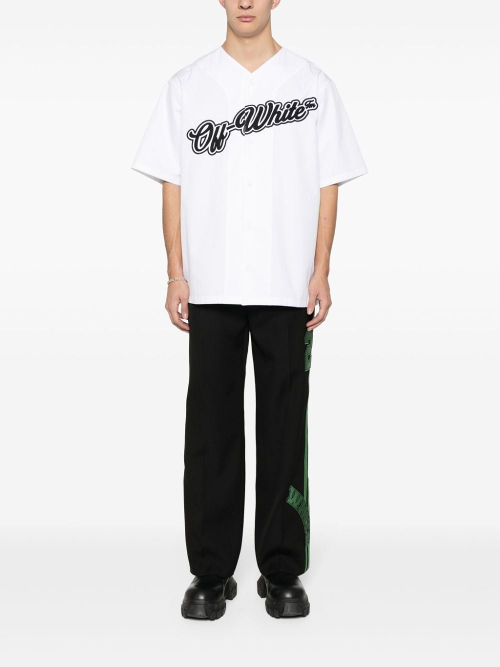 Image 2 of Off-White logo-appliqué shirt