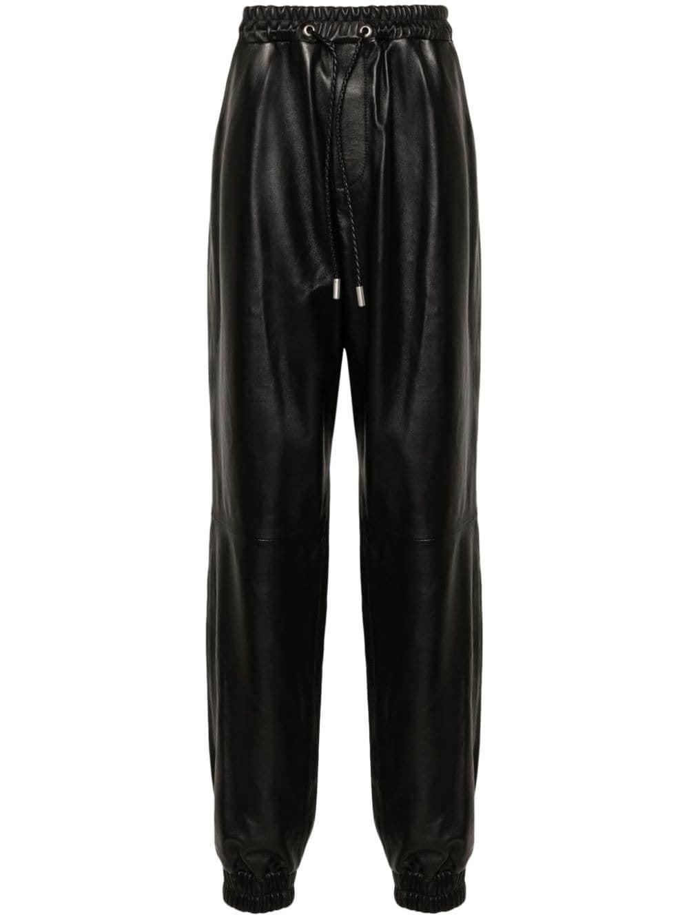 Off-white Leather Track Pants In 1001 Black White