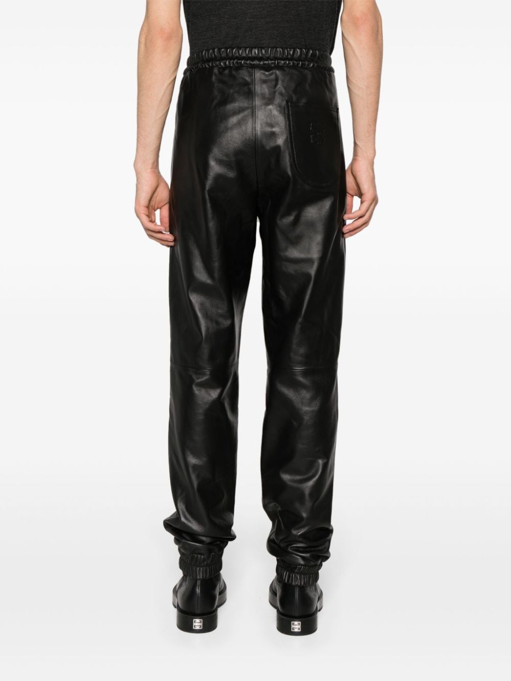Shop Off-white Leather Track Pants In 1001 Black White