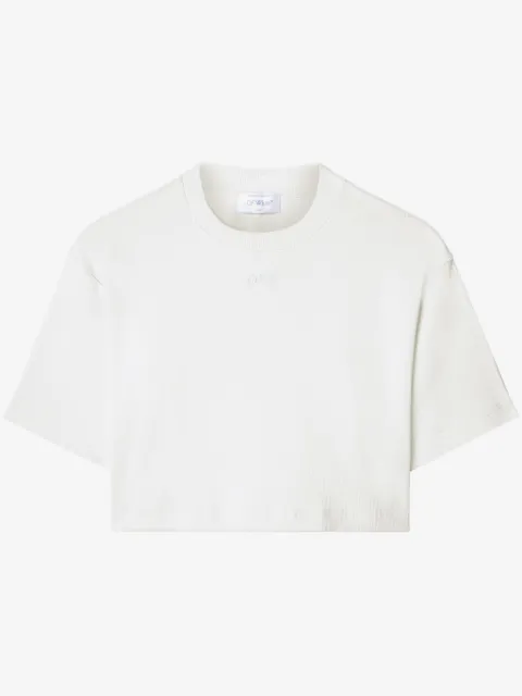 Off-White logo-embroidered cropped T-shirt