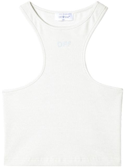 Off-White logo-embroidered cropped tank top