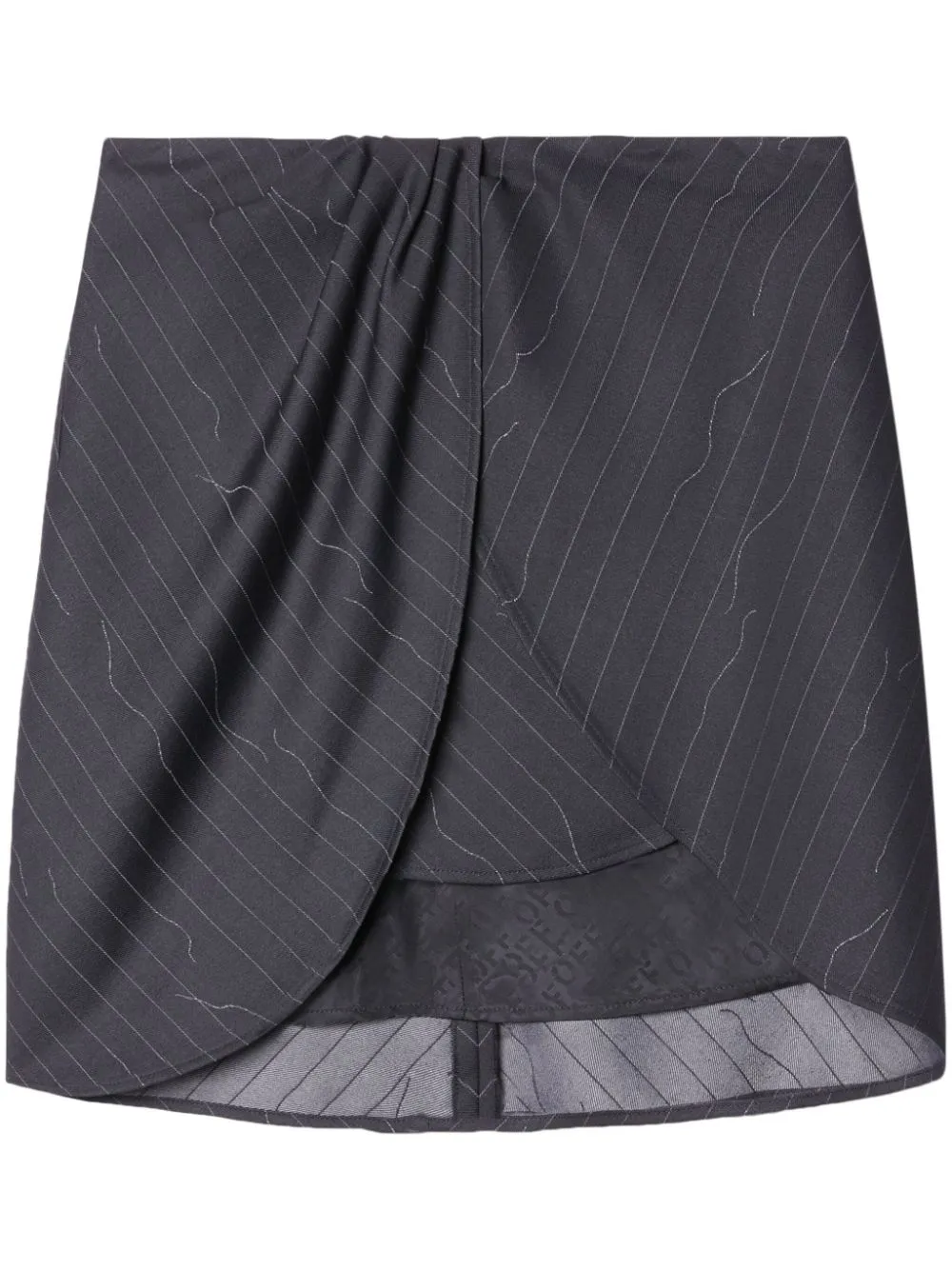 Shop Off-white Pinstripe Draped Miniskirt In Grey