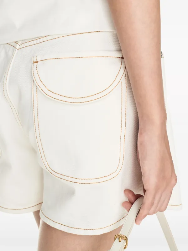 Off-White contrast-stitching Denim Shorts | White | FARFETCH