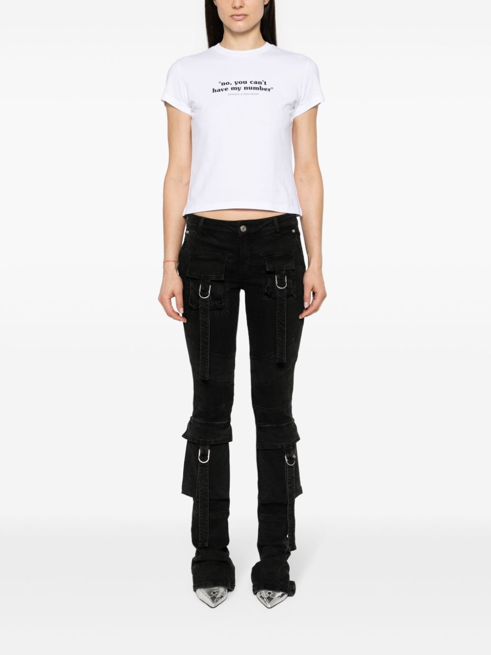 Shop Off-white Quote Cotton T-shirt In 110 White Black