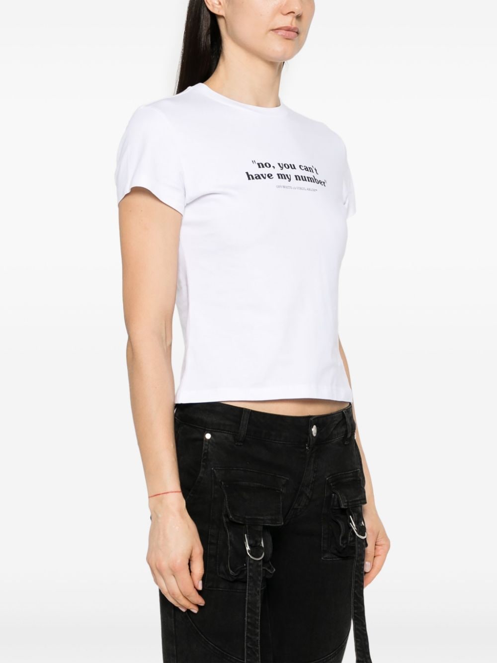 Shop Off-white Quote Cotton T-shirt In 110 White Black