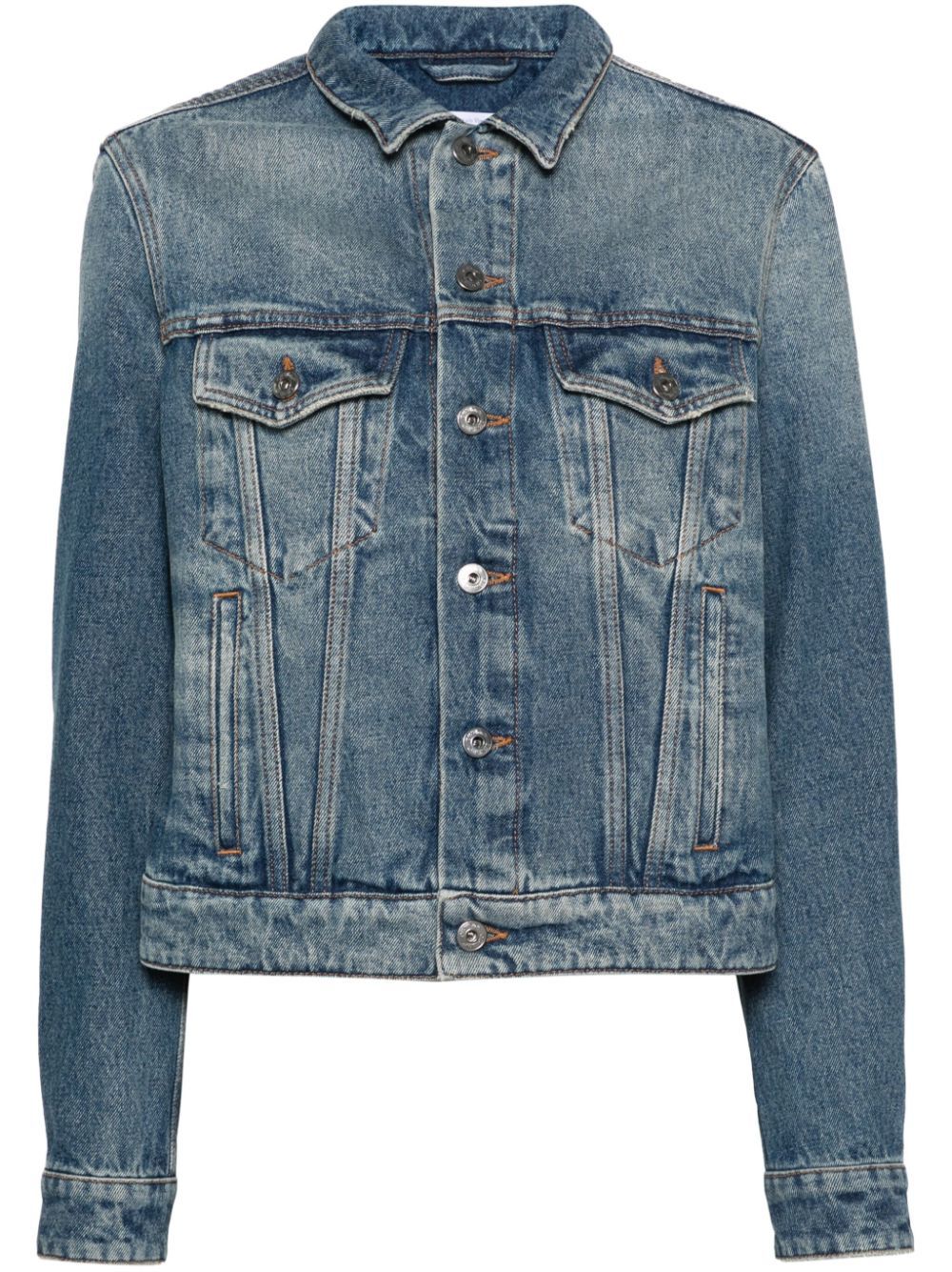 Shop Off-white Distressed Denim Jacket In 4500 Vintage Blue No Color