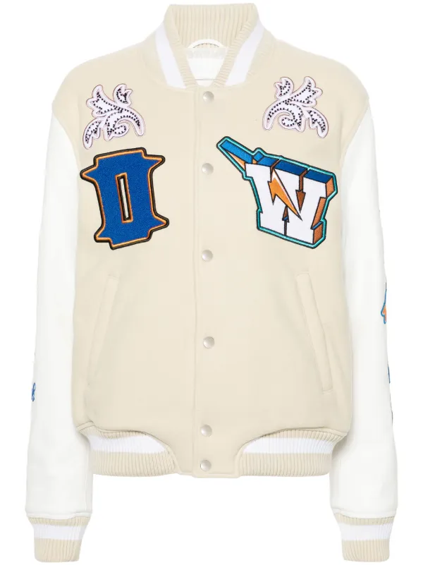 OFF WHITE BLUE COLLAR バックプリント　レザージャケットS Off-White Tunderbolt ジャケット | ニュートラル | FARFETCH JP