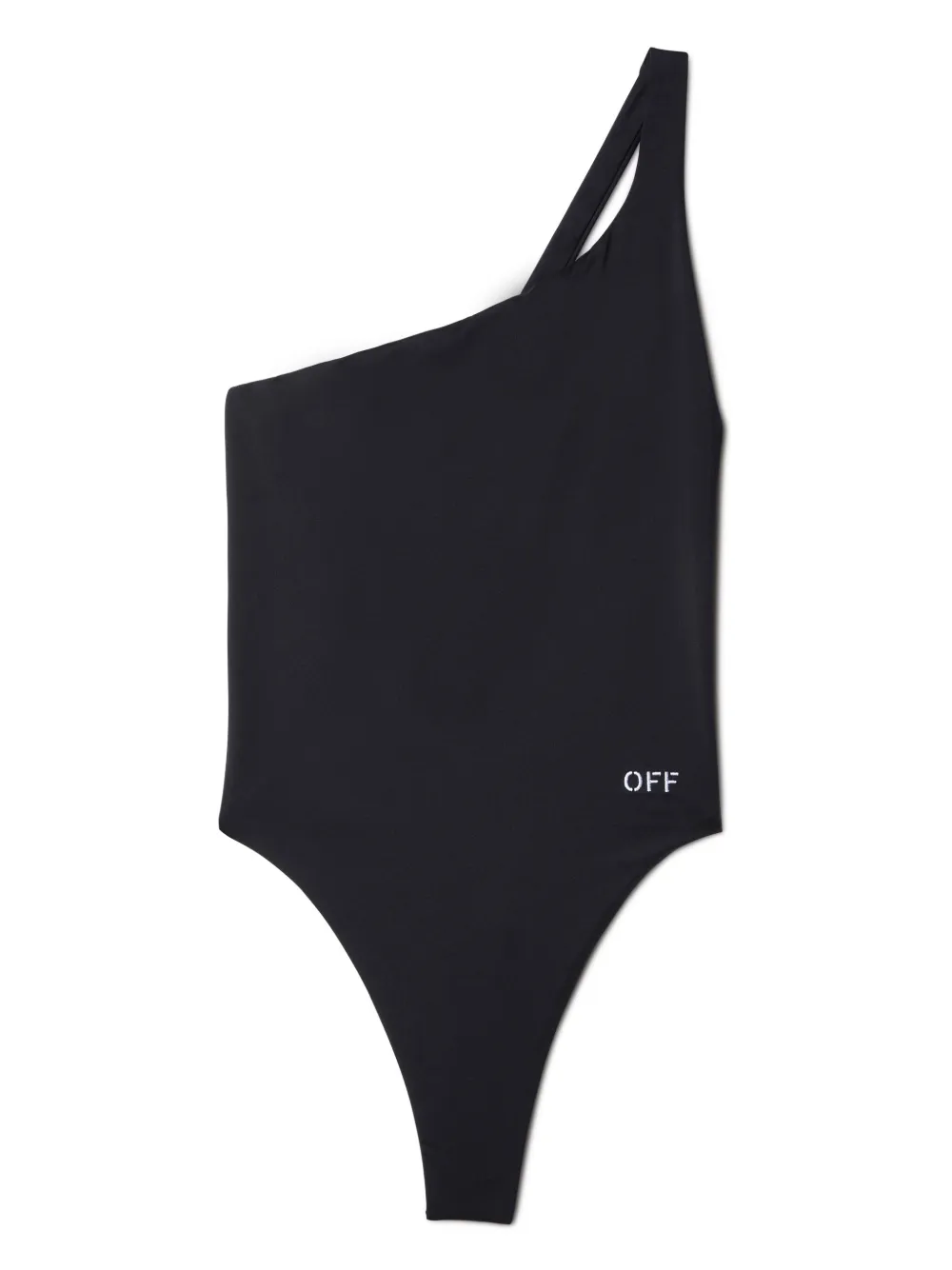 Off-White logo-print one-shoulder swimsuit – Black