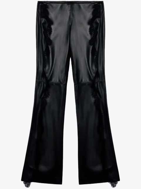 Off-White lace-trim leather trousers
