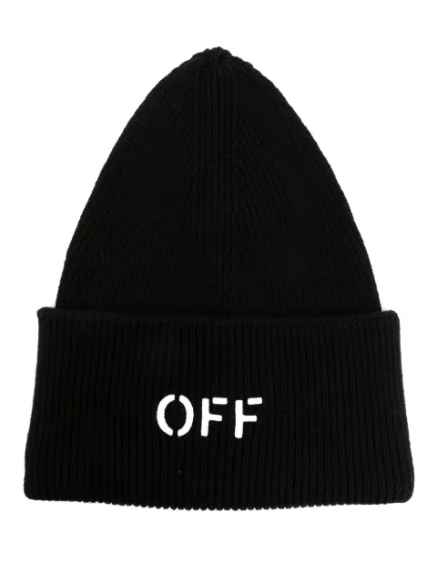 Off-White Off Stamp ribbed-knit beanie