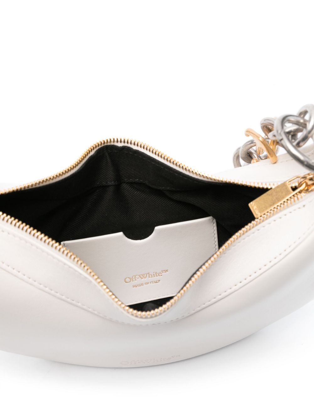 Shop Off-white Hemisphere Leather Shoulder Bag In Neutrals