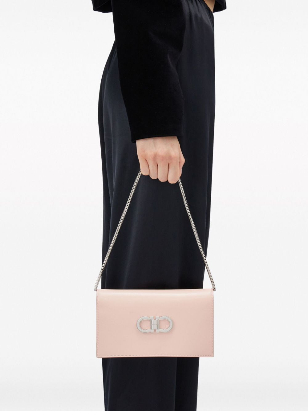 Shop Ferragamo Gancini-plaque Leather Mini Bag In Pink