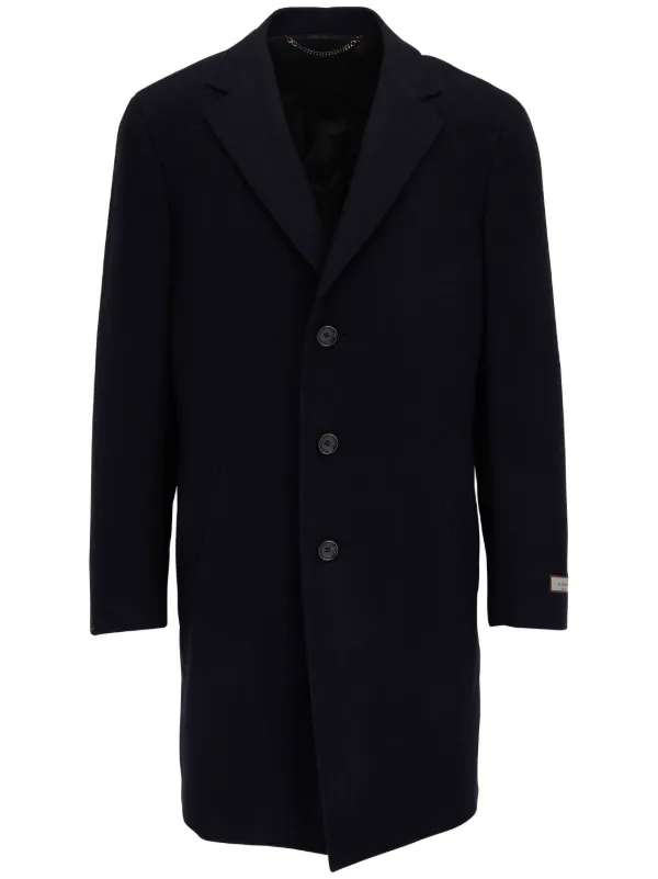 Canali single-breasted logo-appliqué Coat Blue FARFETCH BH