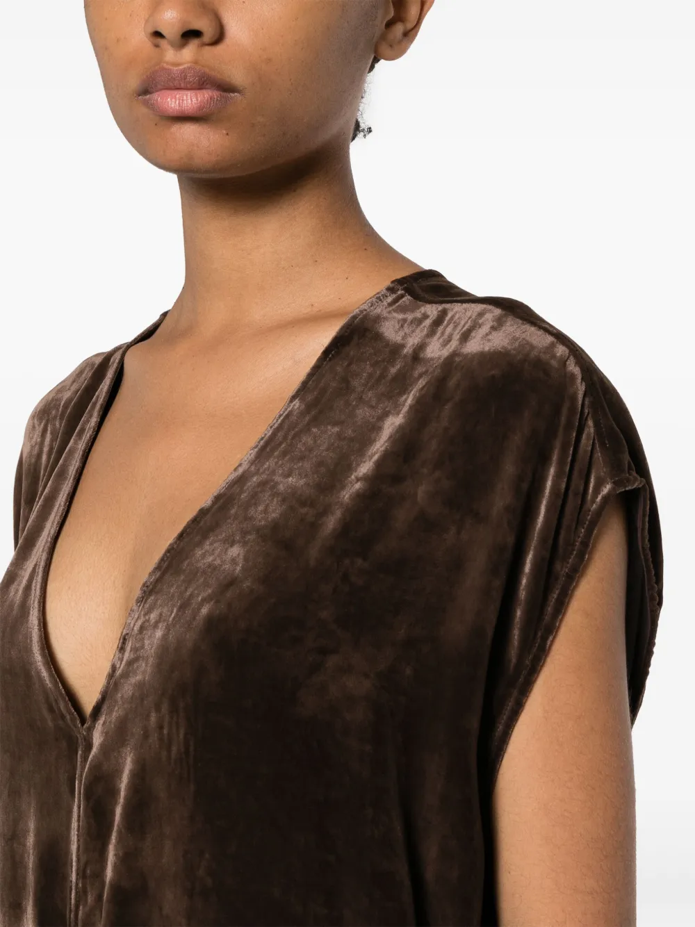 Rick Owens Luxor Arrowhead Velvet Gown In Brown