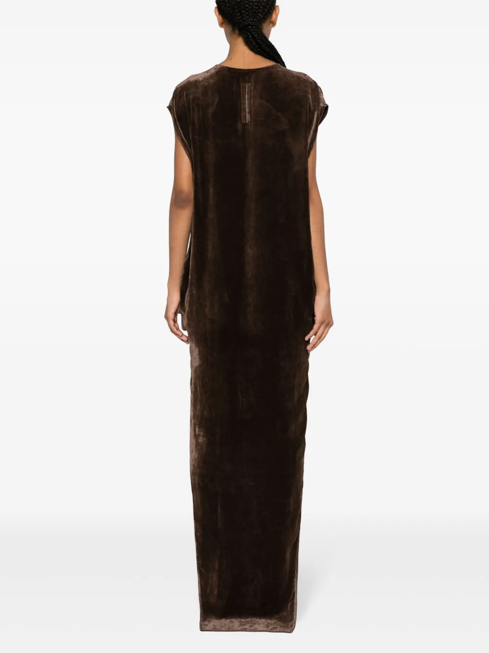 Rick Owens Luxor Arrowhead Velvet Gown In Brown
