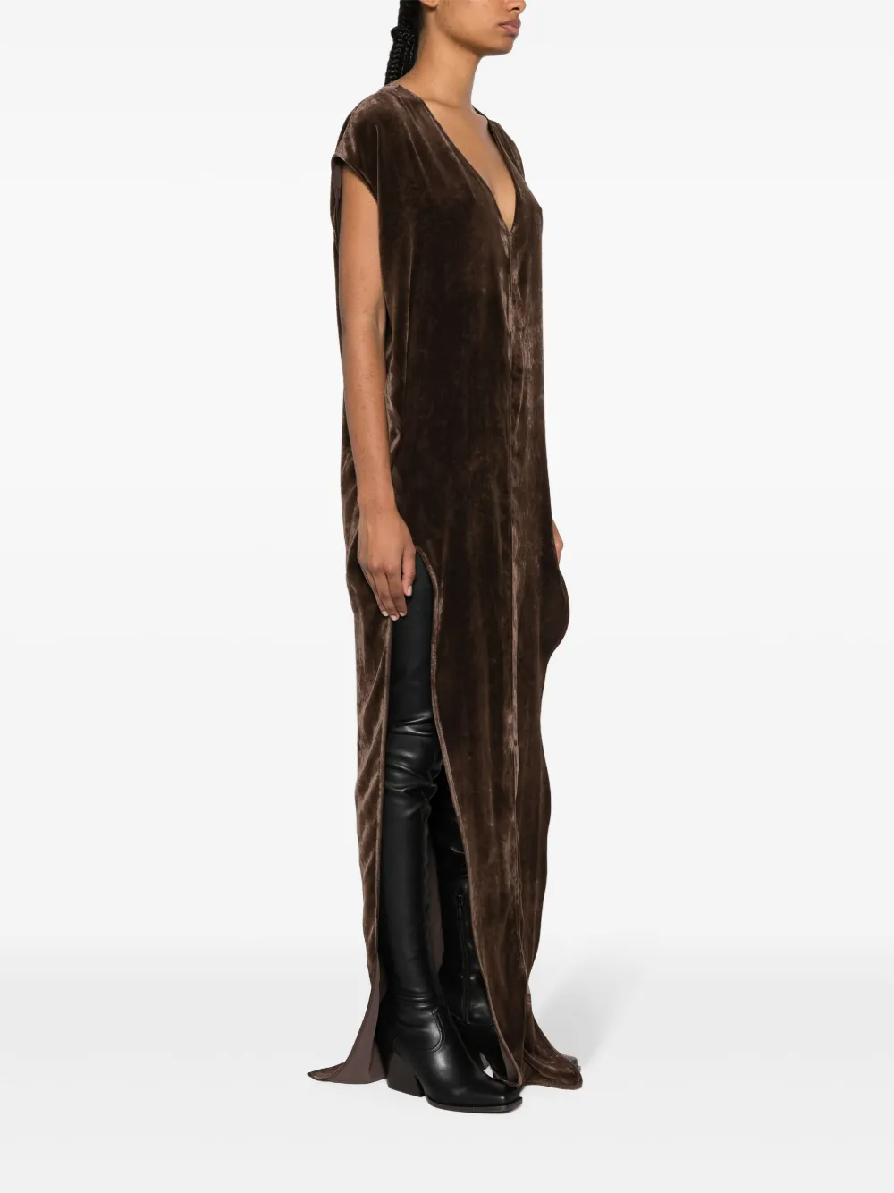 Rick Owens Luxor Arrowhead Velvet Gown In Brown