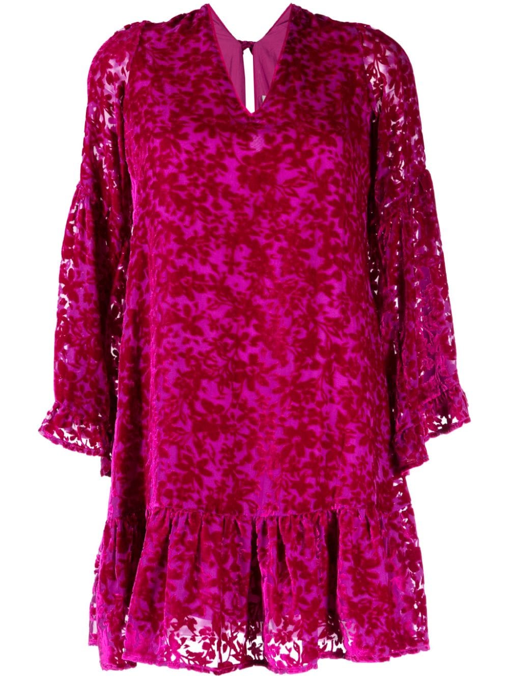 Salome devoré-effect velvet minidress