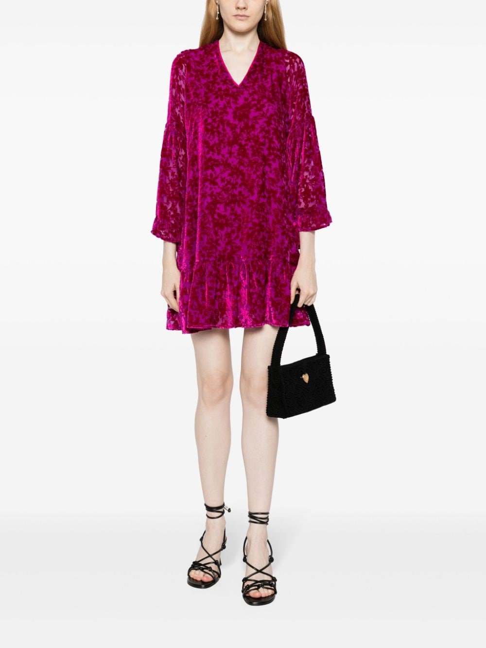 Shop Hale Bob Salome Devoré-effect Velvet Minidress In Pink