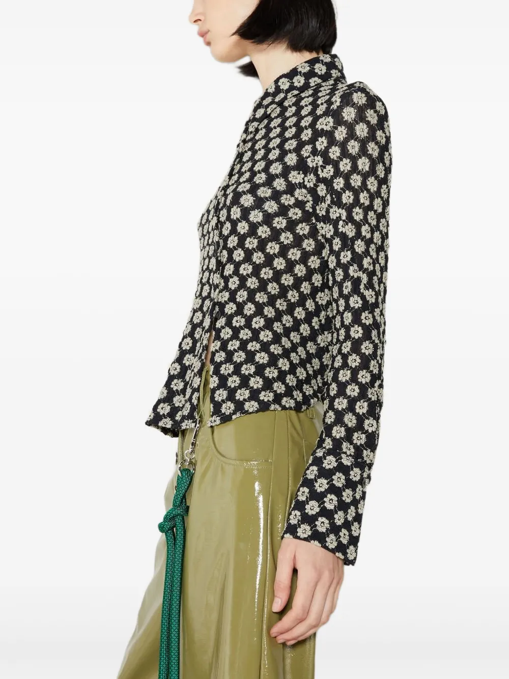 Song For The Mute Lace Twisted Shirt In Schwarz