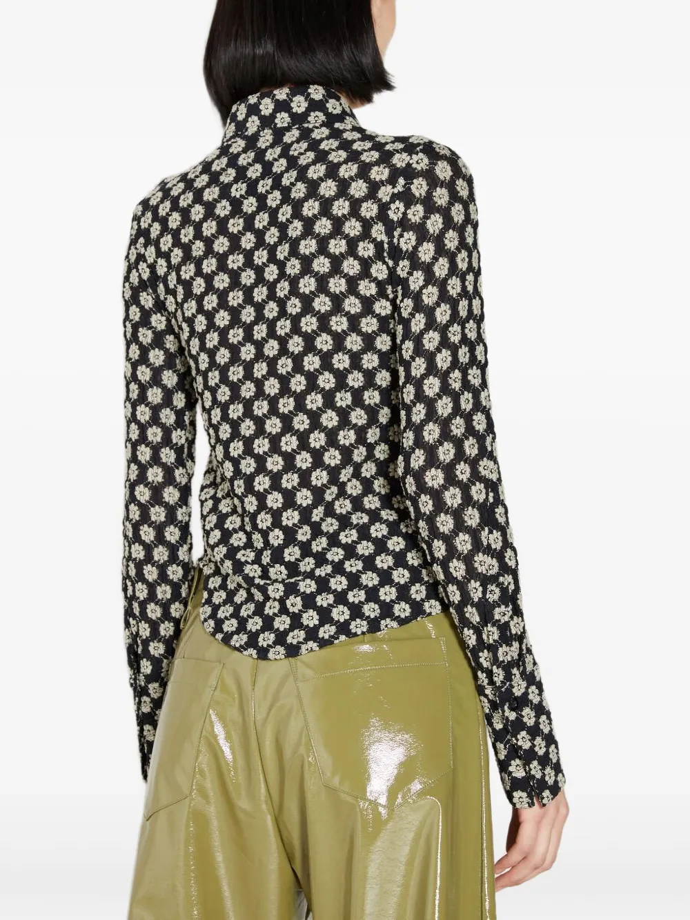 Song For The Mute Lace Twisted Shirt In Schwarz