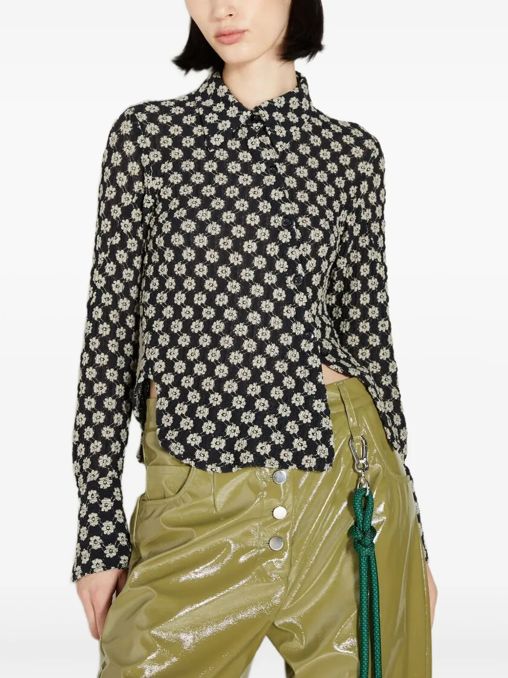 Song For The Mute Gedraaide blouse met kant Zwart