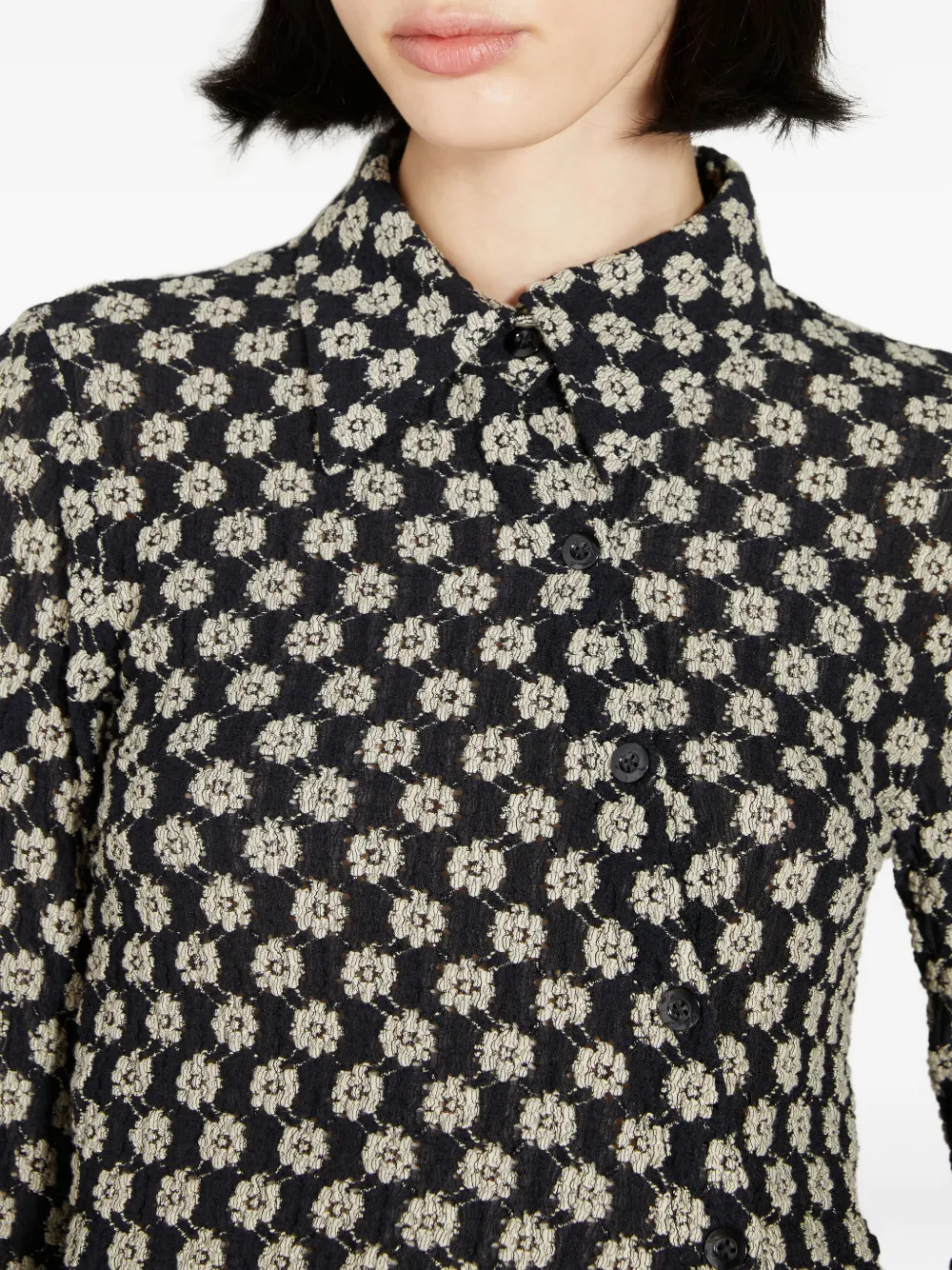 Song For The Mute Gedraaide blouse met kant Zwart