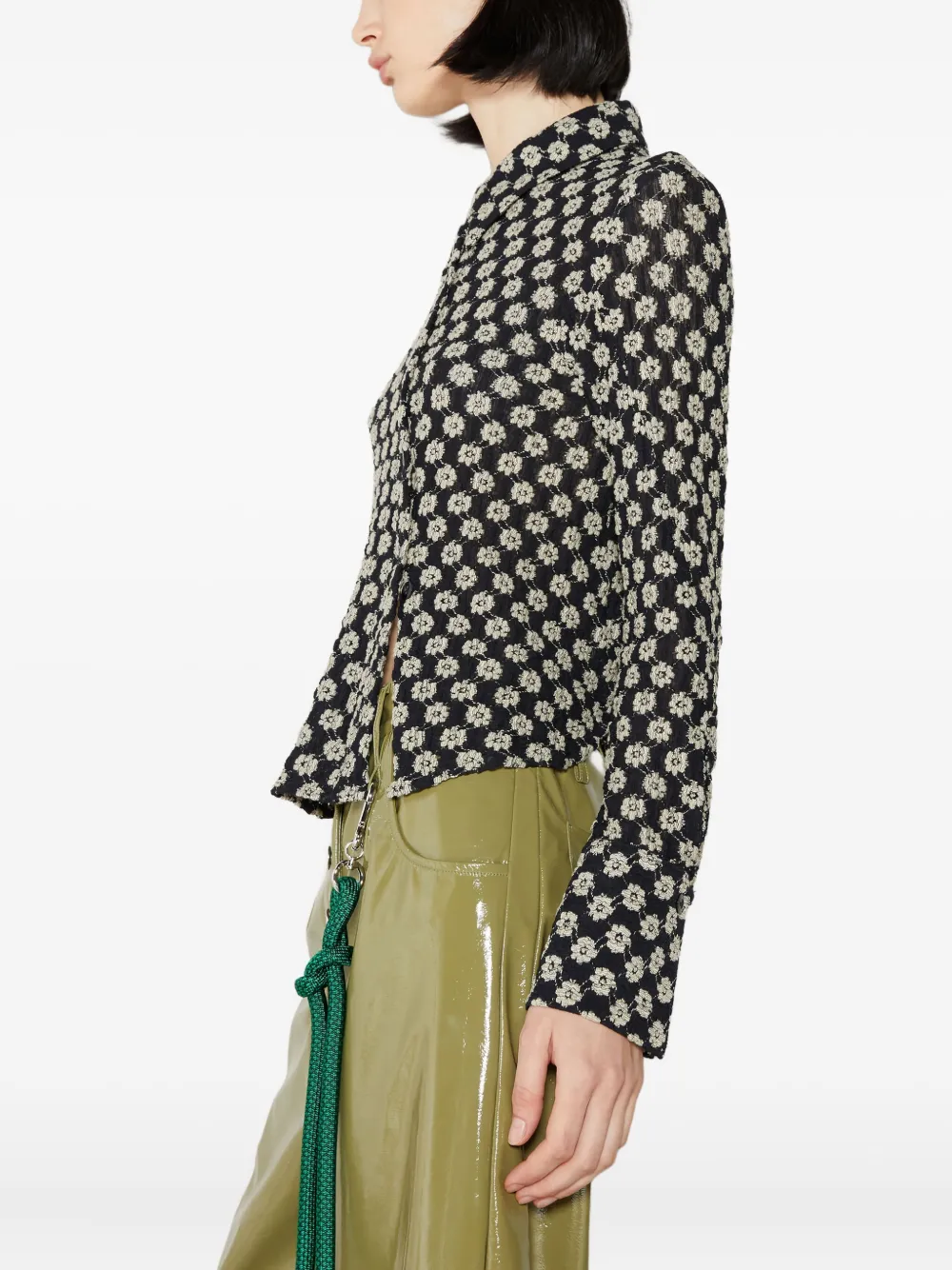 Song For The Mute Gedraaide blouse met kant Zwart