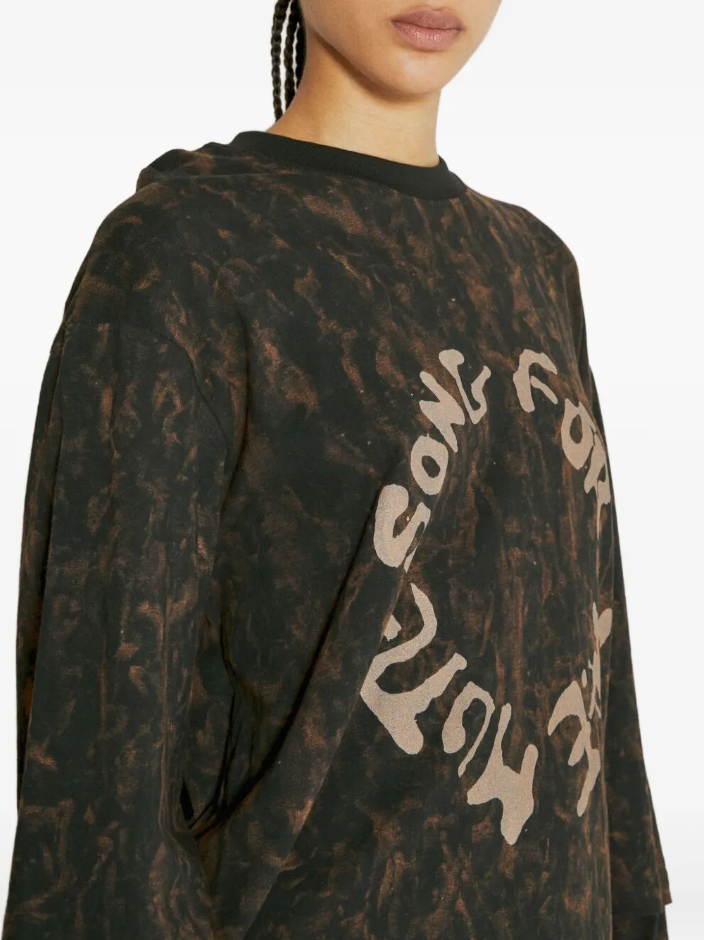 Shop Song For The Mute Distressed-logo T-shirt In Braun