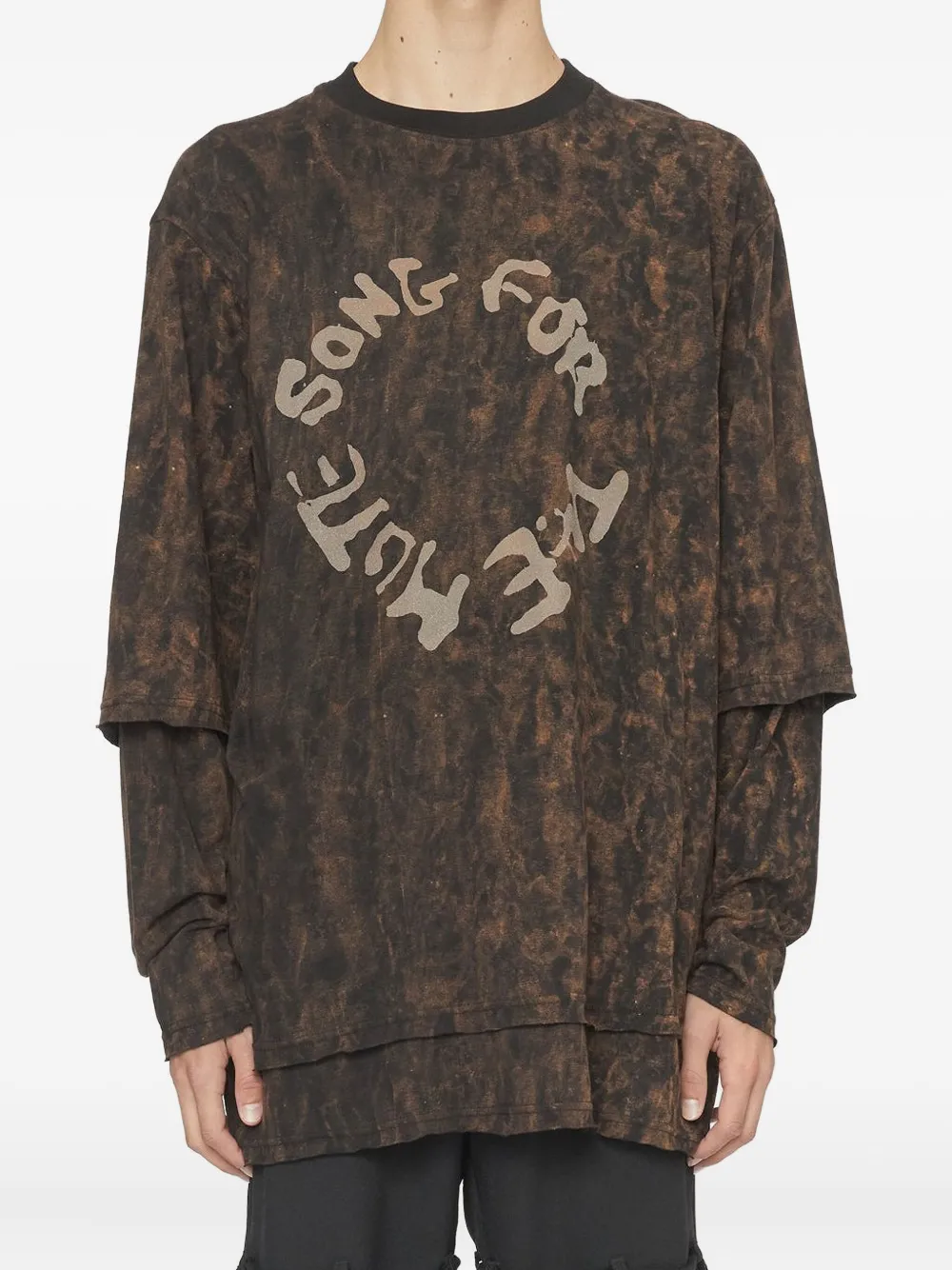 Song For The Mute ダメージ ロゴ Tシャツ - ブラウン Song For The Mute ダメージ ロゴ Tシャツ - ブラウン