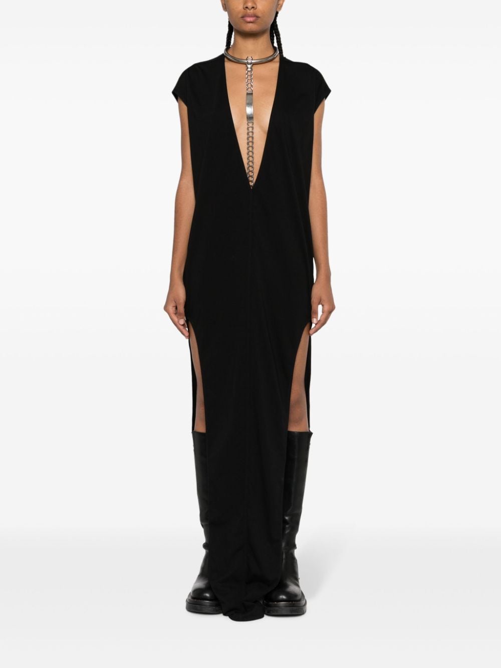 Shop Rick Owens Luxor Arrowhead Cotton Gown In Black