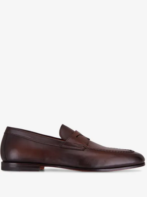 Santoni mocassins en cuir à entaille penny