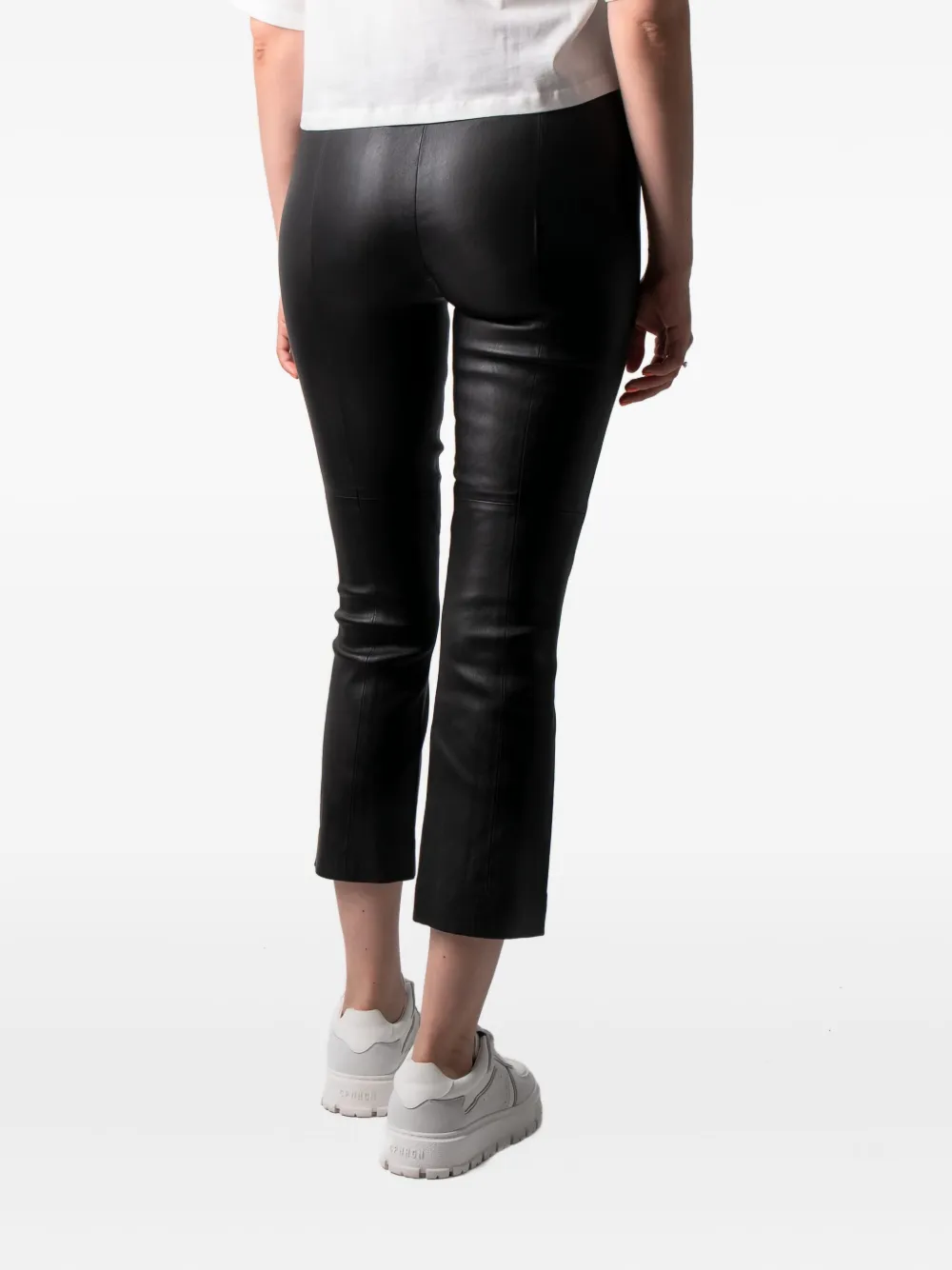 Vince Leren flared broek Zwart