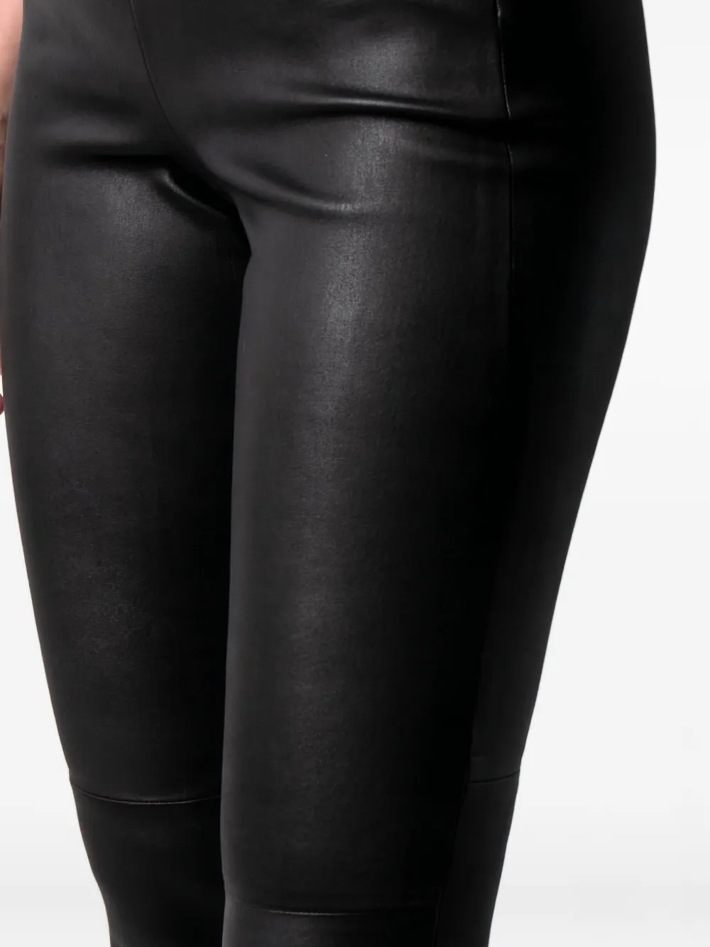 Vince Leren flared broek Zwart