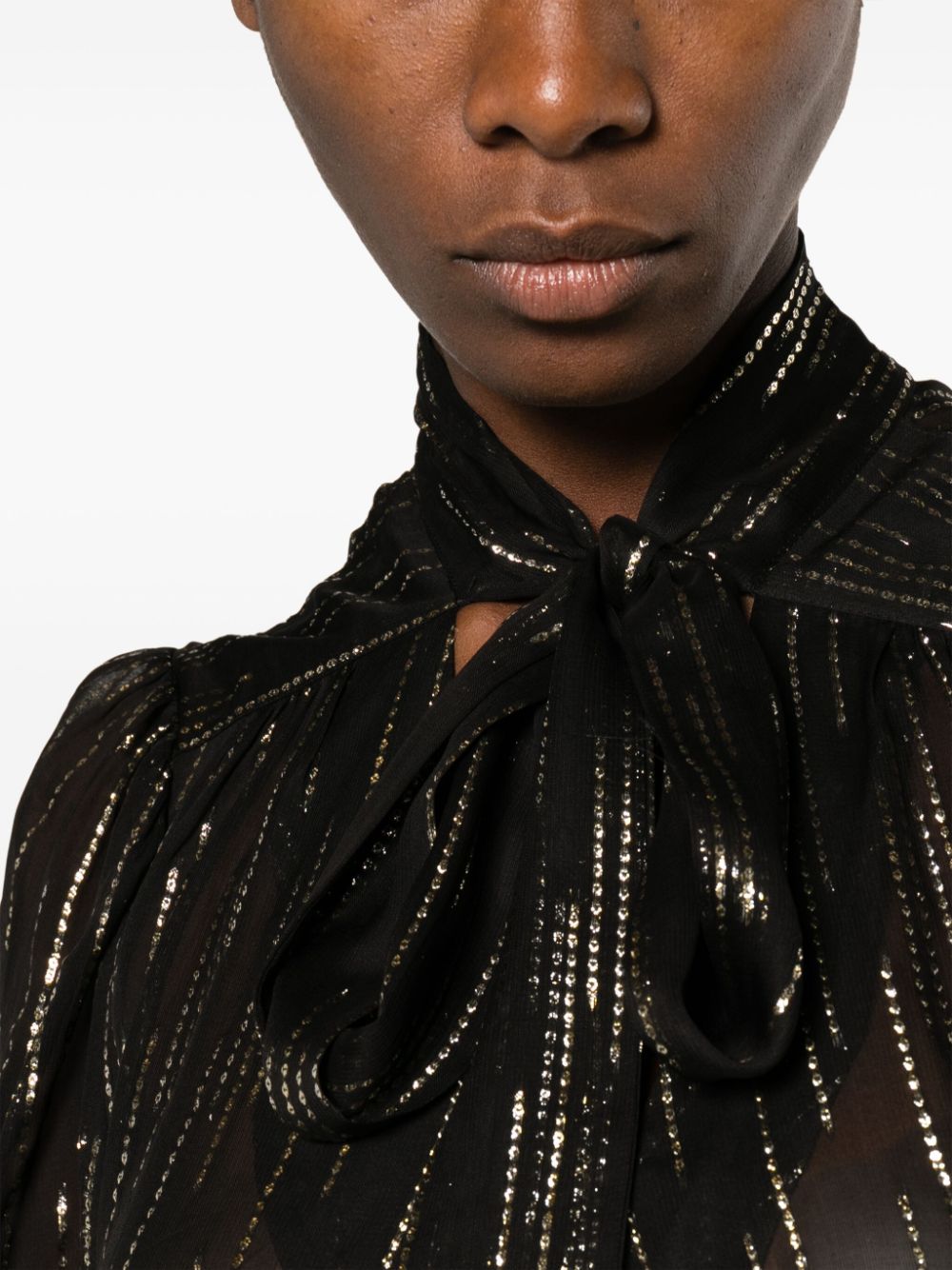 Rixo Moss blouse met jacquard Zwart