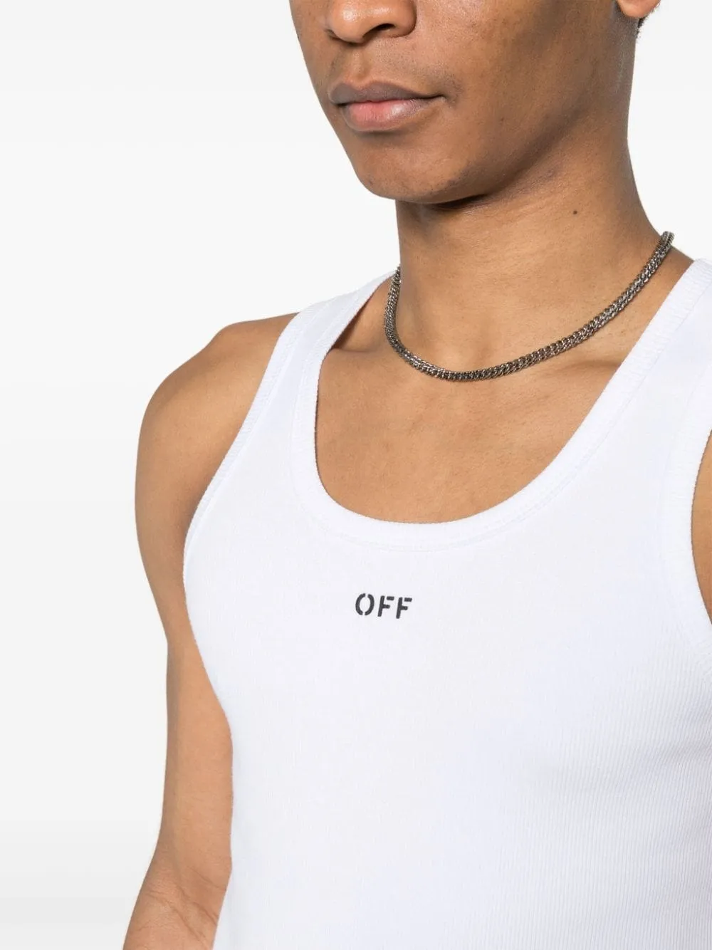 Logo cotton tank top in black - Off White