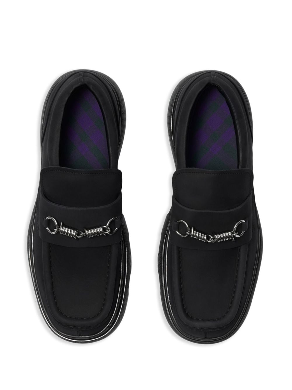Shop Burberry Barbed-wire Detail Nubuck Loafers In Black