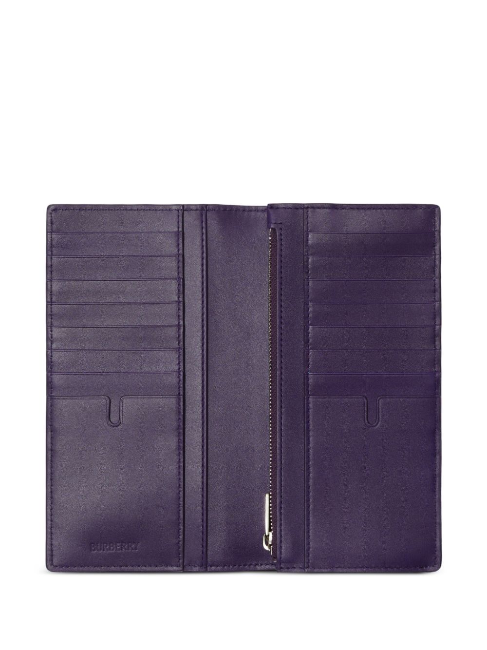 Shop Burberry Embossed-check Pattern Leather Wallet In Violett