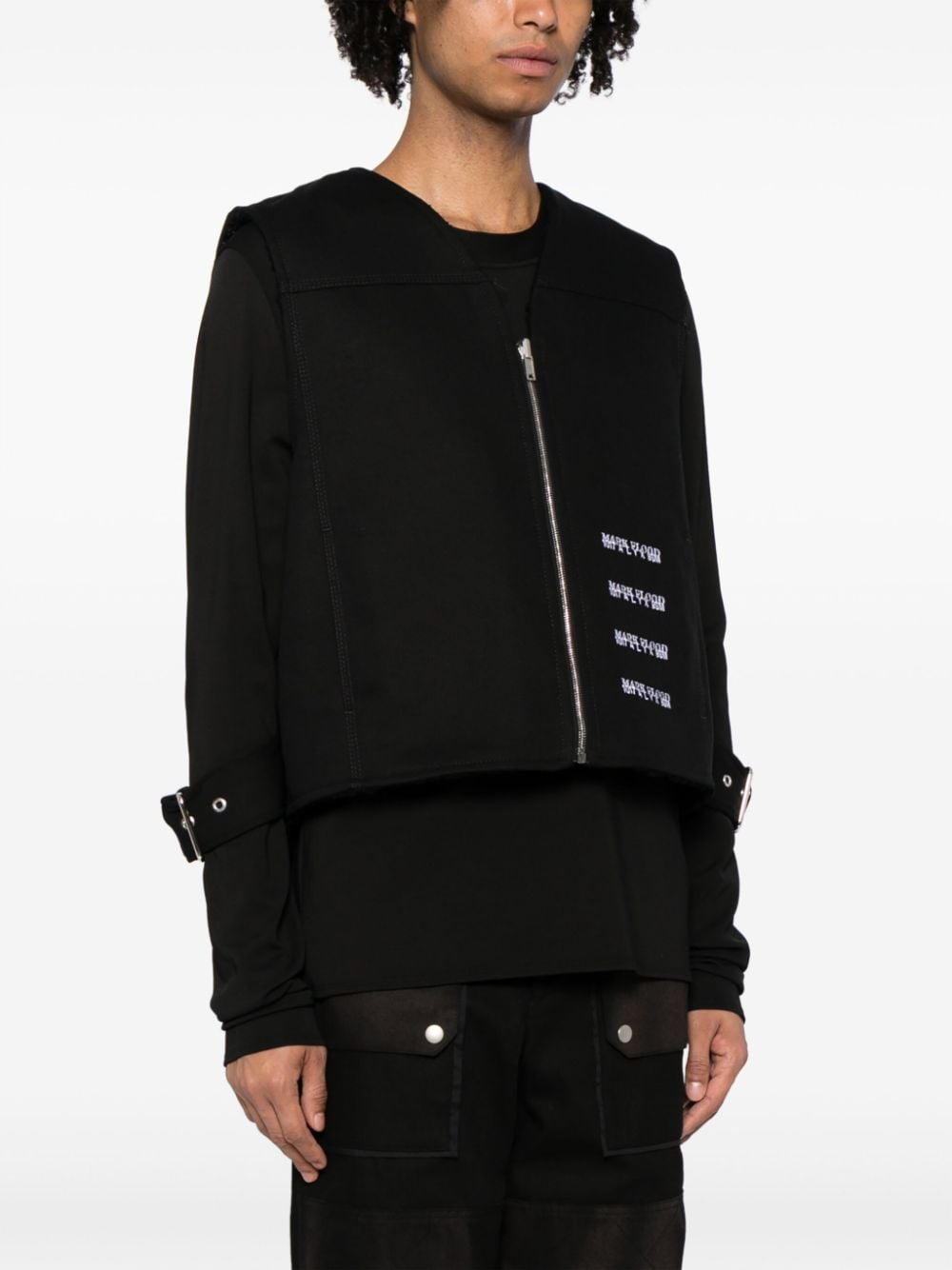 Shop Alyx Slogan-pattern Embroidered Vest In 黑色
